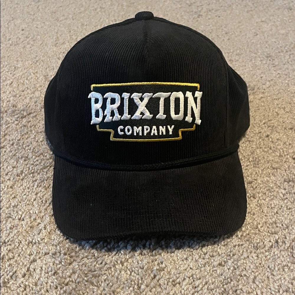 Brixton Black Hat with White and Gold Logo